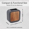 Evideco French Home Goods Modern Toothbrush Holder Gray Rubber and Acacia - 4 of 4