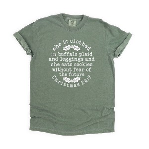 Simply Sage Market Women's Christmas 24:7 Short Sleeve Garment Dyed Graphic Tee - 1 of 2
