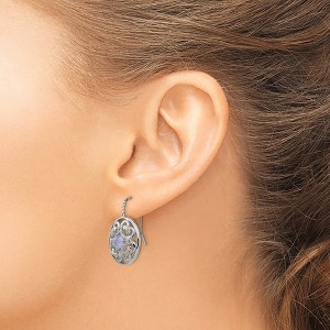 Chisel Stainless Steel Polished Synthetic Purple Calcedony Dangle Earrings Shepherd Hook - 1 of 4