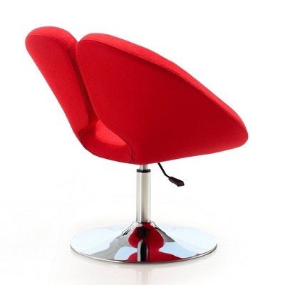 Red Wool Blend Swivel Accent Chairs with Metal Base, Set of 2