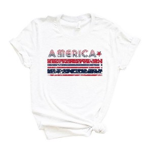 Simply Sage Market Women's America With Stars and Stripes Short Sleeve Graphic Tee - 1 of 3
