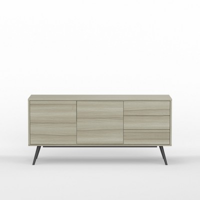 Atlas 63'' Light Taupe Mid-Century Modern TV Console with Cabinet