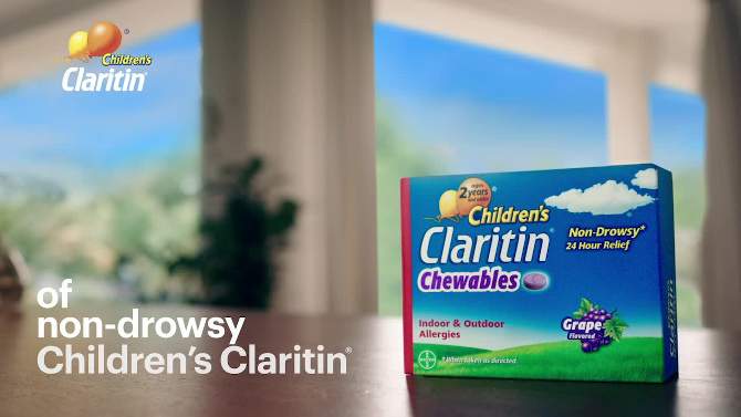 Children&#39;s Claritin Loratadine Allergy Relief 24 Hour Non-Drowsy Bubble Gum Chewable Tablets - 30ct, 2 of 12, play video