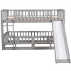 TiramisuBest Twin Over Twin Bunk Bed with Slide, Fence & Ladder, Kids Low Bunk Bed, White, Fun Play Bed for Kids & Teens - 4 of 4