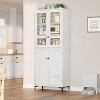 Coucheta 71 Inch Tall Storage Cabinet, Kitchen Pantry 5 Tier Bathroom Cabinet with 4 Doors Adjustable Shelves for Kitchen(White, 4 Door with Glass) - 2 of 4