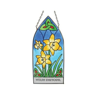 Slickblue Gothic Stained Glass Panel – 7.8" Hanging Decor Featuring Celtic, Scottish & Welsh Heritage Designs