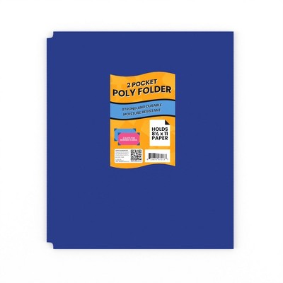 07213: Navy Blue Poly Folders, No Holes (48 Packs)