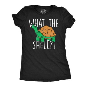 Womens Funny T Shirts What The Shell Sarcastic Turtle Graphic Novelty Tee For Ladies - Crazy Dog Women's T Shirt for Animal Lovers - 1 of 4