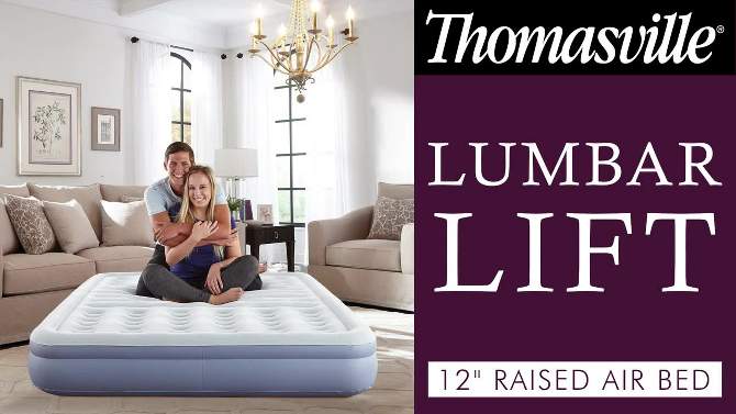 Thomasville Lumbar Lift 12&#34; Tri-Zone Air Mattress with Electric Pump - Queen, 2 of 9, play video