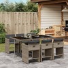 vidaXL 5 Piece Patio Dining Set with Cushions - Gray Poly Rattan - 2 of 4