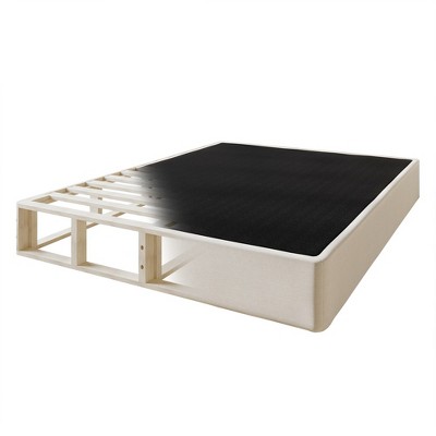 Twin 8-Inch Warm Grey Linen Upholstered Box Spring