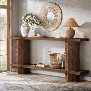 Tribesigns 71-Inch Long Console Table for Entryway, Wooden Sofa Table Behind Couch, for Living Room, Hallway, Foyer, Dark Brown - 1 of 4
