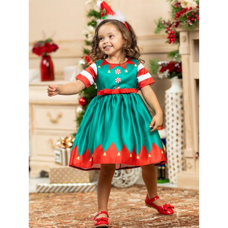 Girls Cutest Elf On A Shelf Holiday Party Dress - Mia Belle Girls, 4 of 6