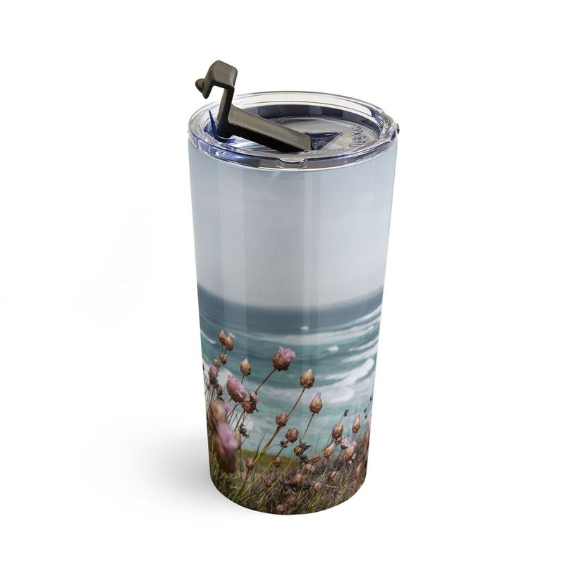 Henrike Schenk - Travel Photography Pink Flowers by the Ocean 20 oz Stainless Steel Travel Mug - Deny Designs, 3 of 5