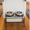 Unspill-a-Bowl® Stainless Steel Double Dog Bowl & Stand Bundle - Paws Pattern | No Spill, Long Ears, Slow Feeding - 3 of 4
