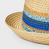 Boys' Striped Paper Straw Fedora Hat - Cat & Jack™️ Blue/Tan: Lightweight Woven Unlined UPF 50+ - 3 of 3