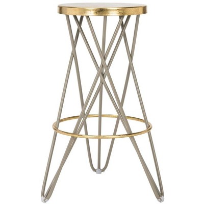 Beige and Gold Hairpin Leg Industrial Bar Stool