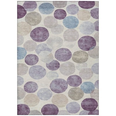 HomeRoots 3' X 5' Plum Beige And Denim Blue Geometric Washable Indoor Outdoor Area Rug
