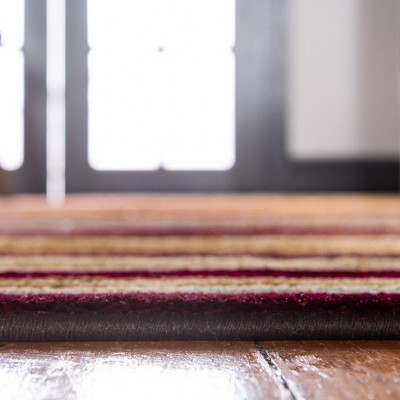 Barista Collection 7' x 10' Multicolor Striped Synthetic Rug