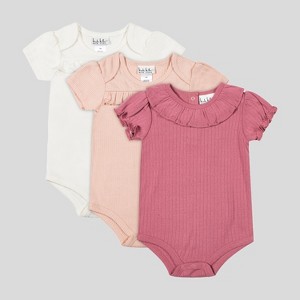 Nicole Miller Baby Girls Short Sleeve Cotton Bodysuit, 3 Pack - 1 of 4