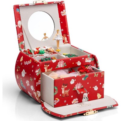 Kids Musical Jewelry Box for Girls with Drawer, Music Box with Ballerina and Stickers