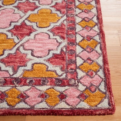 Handmade Red Wool Tufted Round Area Rug
