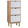 vidaXL Shoe Cabinet OTTA with 3 Drawers Brown&White Solid Wood Pine - 2 of 4