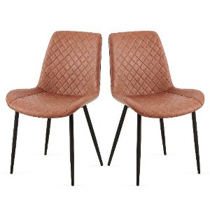 Kumasinova Set of 4 Modern Leathaire Upholstered Dining Chairs, Metal Leg Kitchen Chairs with Cushioned Seats, High Back Armless Side Chair - 1 of 4