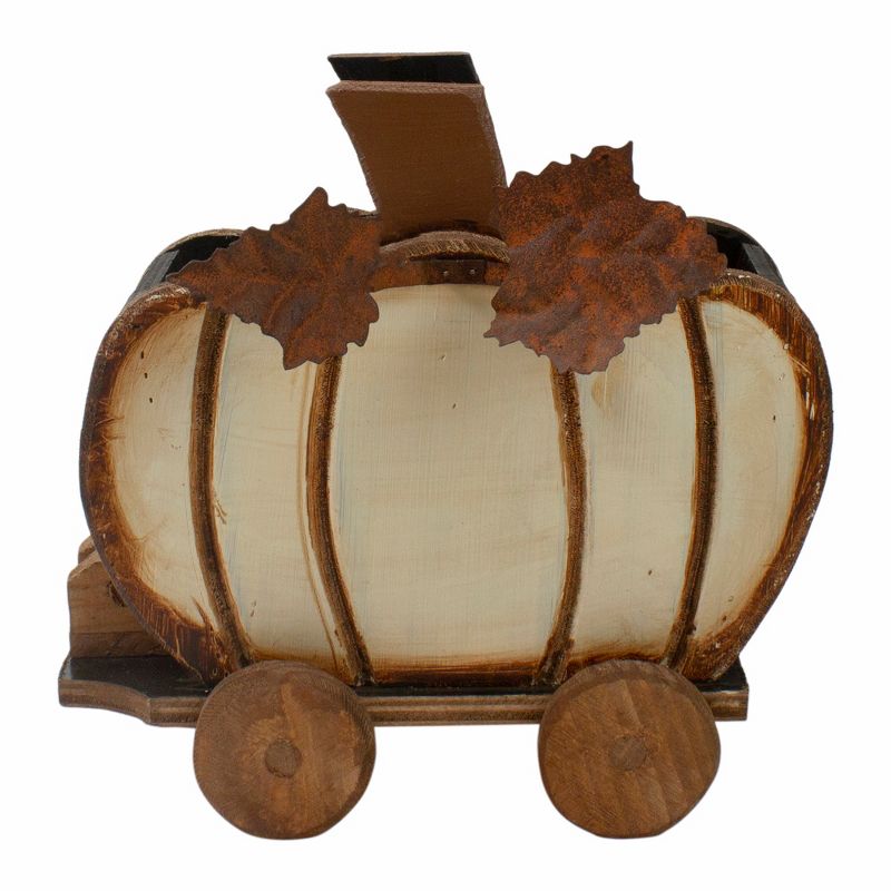 Northlight 10.5" Fall Harvest Wooden Pumpkin Cart Tabletop Decoration, 1 of 6