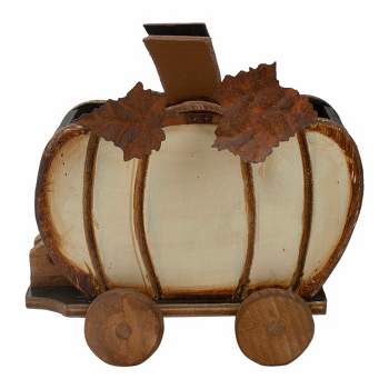 Northlight 10.5" Fall Harvest Wooden Pumpkin Cart Tabletop Decoration