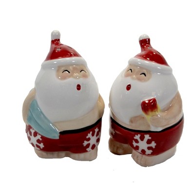 Tabletop 3.5" Santa Surf Salt And Pepper Set Ocean Waves Snowflakes Beachcombers Coastal Life  -  Salt And Pepper Shaker Sets