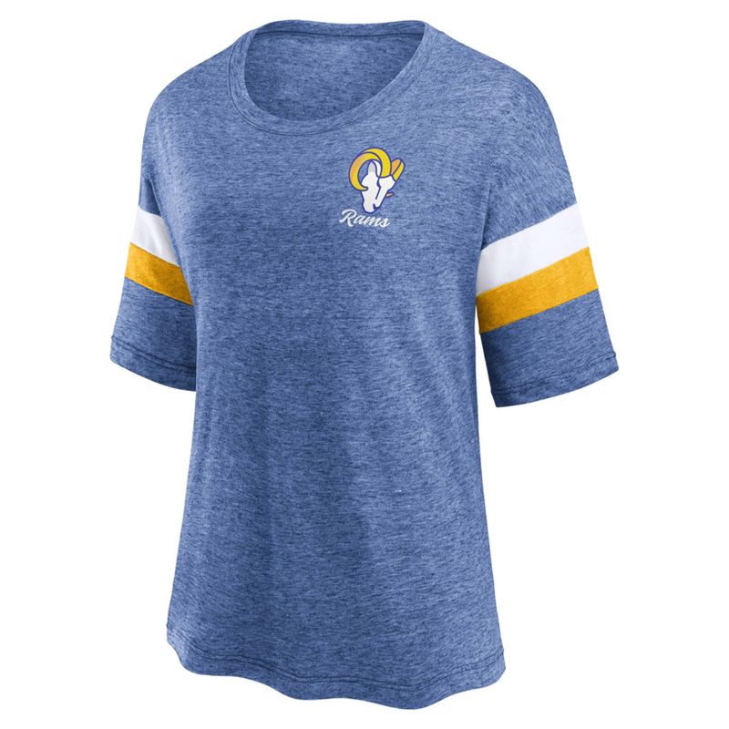 NFL Los Angeles Rams Women&#39;s Weak Side Blitz Marled Left Chest Short Sleeve T-Shirt, 2 of 4