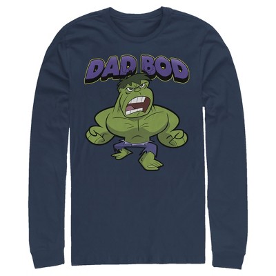 Men's Marvel Dad Bod Cartoon Hulk Long Sleeve Shirt