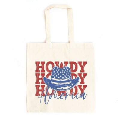 City Creek Prints Howdy America Canvas Tote Bag - 15x16 - Natural
