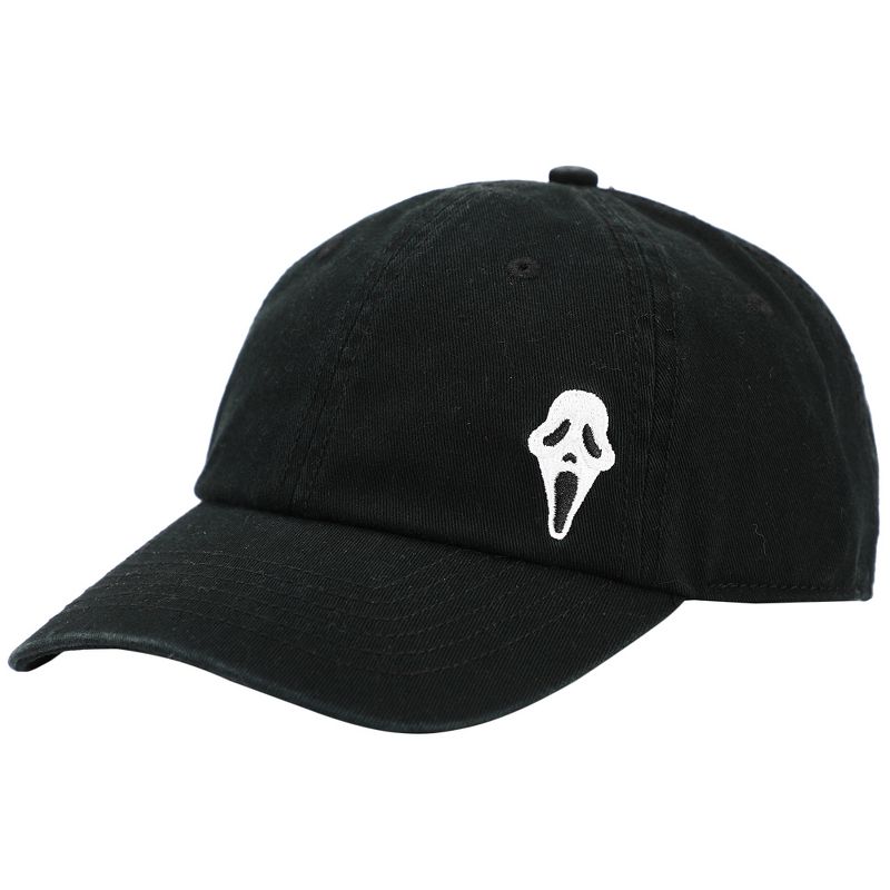 GhostFace Dad Plain Black Embroidered Patch Hat with pre-curved bill for Men, 1 of 6