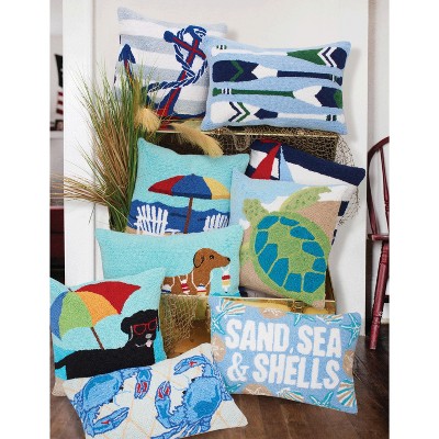 Colorful Turtle in Sand Hooked Square Throw Pillow