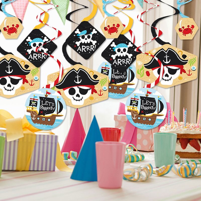 Big Dot of Happiness Pirate Ship Adventures - Skull Birthday Party Hanging Decor - Party Decoration Swirls - Set of 40, 2 of 9