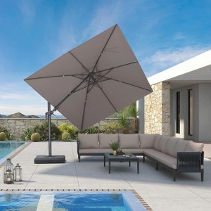PURPLE LEAF Cantilever Patio Umbrella Outdoor Offset Umbrella with 3 Years Fade Resistance Recycled Fabric With Base - 1 of 1