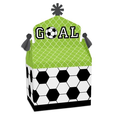 Big Dot of Happiness Goaaal - Soccer - Treat Box Party Favors - Baby Shower or Birthday Party Goodie Gable Boxes - Set of 12