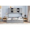 Twin Size Wooden Daybed with Twin Size Trundle, All-in-One Cabinet and Shelf - 3 of 4