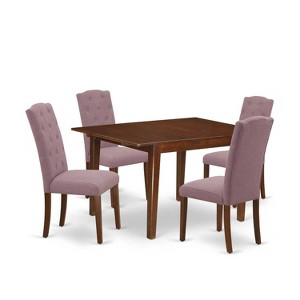 HomeStock 5-Pc Mahogany Finish Solid Wood Top - Rectangular Dining Room Set with Butterfly Leaf - Seats 4 - 1 of 4