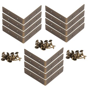 Dritz Small 3pk Home Campaign Textured Right Angle Corners: Iron Craft Embellishments, 12+ Age, 9 Pieces, Antique Brass - 1 of 4