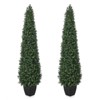 Artificial Boxwood Topiary Trees - Cone Shape Fake Plant with Modern Black Planter - 2 of 4