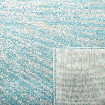Ivory and Aqua Easy-Care Synthetic Runner Rug, 2'2" x 9'