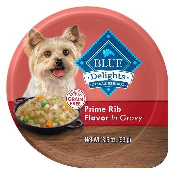 Blue Buffalo Delights Natural Adult Small Breed Wet Dog Food Cup Prime Rib Beef Flavor in Hearty Gravy - 3.5oz