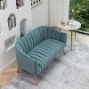 SEYNAR Modern Glam Comfy 50" Metal Legs Curved Sofa 2 Seaters Loveseat with Tufted Back - 4 of 4