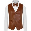 Lars Amadeus Men's Western PU Faux Leather Waistcoat Vest with Bow-Tie - 2 of 4