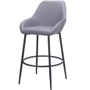 HomeRoots Set of Two 30" Gray And Black Fabric And Steel Bar Height Bar Chairs - 1 of 4
