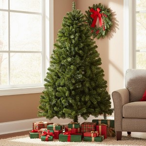 KRISRATE 6FT Premium Hinged Artificial Christmas Tree, 1455 PVC Branch Tips, Easy Assembly & Party Decoration, Foldable Metal Stand, Pink/Green/Black - 1 of 4