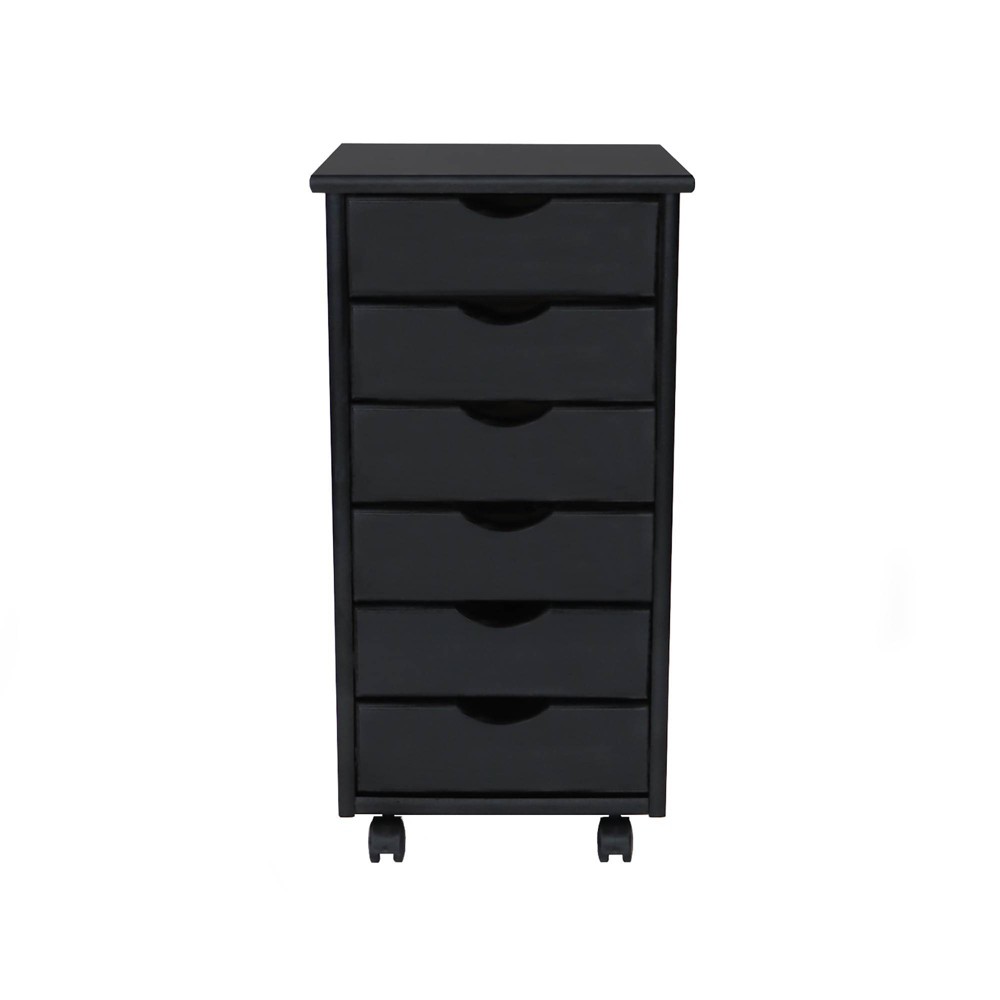 UPC 611041100163 product image for Adeptus Solid Wood 6 Drawer Roll Cart Black | upcitemdb.com